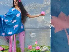रंग महल ☙ Clamp dyed chanderi silk saree { झील } ☙ 9